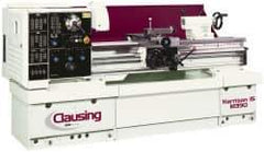 Clausing - 15-3/4" Swing, 50" Between Centers, 230/460 Volt, Triple Phase Engine Lathe - 4MT Taper, 7-1/2 hp, 25 to 2,000 RPM, 2-1/8" Bore Diam, 49" Deep x 51" High x 99" Long - First Tool & Supply