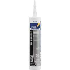 White Lightning - 10 oz Cartridge Clear RTV Silicone Joint Sealant - -80 to 400°F Operating Temp, 30 min Tack Free Dry Time, 24 hr Full Cure Time - First Tool & Supply