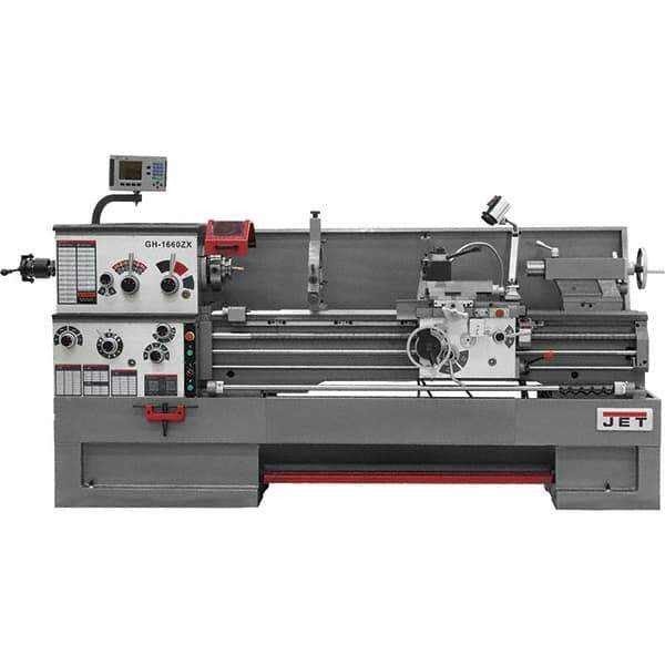 Jet - 16" Swing, 60" Between Centers, 230 Volt, Triple Phase Engine Lathe - 7MT Taper, 7-1/2 hp, 25 to 1,800 RPM, 3-1/8" Bore Diam, 40" Deep x 48" High x 116-1/2" Long - First Tool & Supply