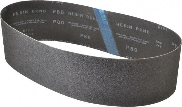 Made in USA - 4" Wide x 36" OAL, 80 Grit, Silicon Carbide Abrasive Belt - Silicon Carbide, Medium, Coated, X/Y Weighted Cloth Backing, Wet/Dry, Series S181 - First Tool & Supply