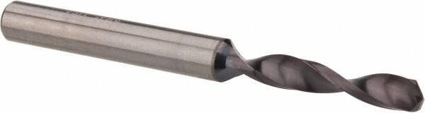 Accupro - 9/64" 140° Solid Carbide Jobber Drill - AlTiN Finish, Right Hand Cut, Spiral Flute, Straight Shank, 2" OAL, Notched Point - First Tool & Supply