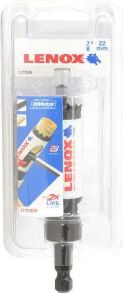 Lenox - 7/8" Diam, 1-9/16" Cutting Depth, Hole Saw - Bi-Metal Saw, Toothed Edge - First Tool & Supply