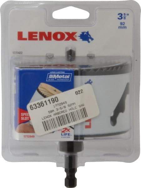 Lenox - 3-5/8" Diam, 1-9/16" Cutting Depth, Hole Saw - Bi-Metal Saw, Toothed Edge - First Tool & Supply