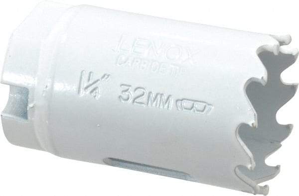 Lenox - 1-1/4" Diam, 1-1/2" Cutting Depth, Hole Saw - Carbide-Tipped Saw, Toothed Edge - First Tool & Supply