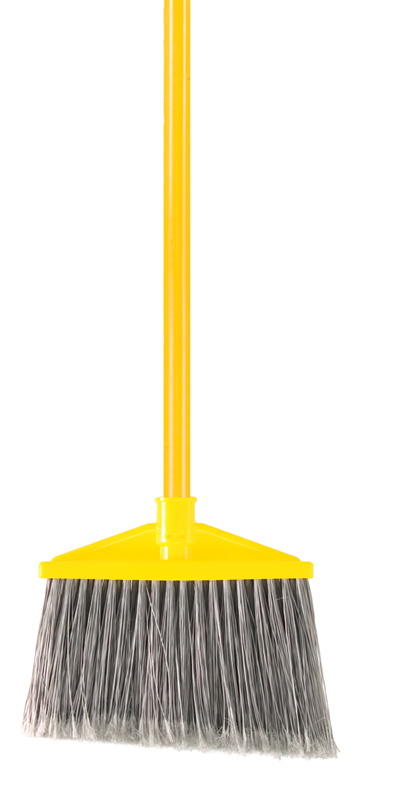 Angle Broom with 10.5" Sweep Area -1" Dia (2.5 cm) Vinyl Coated Metal Handle - First Tool & Supply