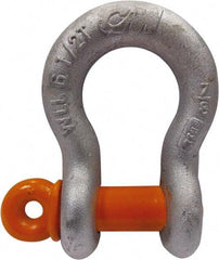 CM - 5/8" Nominal Chain Size, 3.25 Ton Carbon Steel Screw Anchor Shackle - 27/32" Diam, 3/4" Pin Diam, 1-1/16" Wide Inside Jaw, 1-1/2" Inside Width - First Tool & Supply