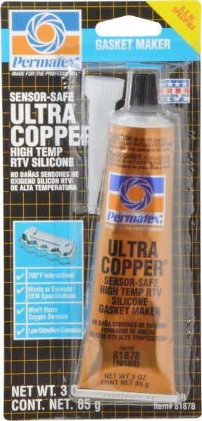 Permatex - 3 oz Gasket Maker - -65 to 700°F, Copper, Comes in Tube - First Tool & Supply