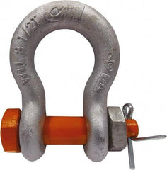 CM - 3/8" Nominal Chain Size, 2 Ton Alloy Steel Bolt Anchor Shackle - 17/32" Diam, 7/16" Pin Diam, 21/32" Wide Inside Jaw, 15/16" Inside Width - First Tool & Supply