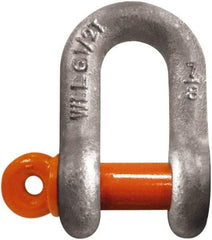 CM - 5/16" Nominal Chain Size, 0.75 Ton Carbon Steel Screw Chain Shackle - 15/32" Diam, 3/8" Pin Diam, 17/32" Wide Inside Jaw, 17/32" Inside Width - First Tool & Supply