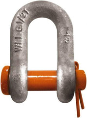 CM - 5/16" Nominal Chain Size, 0.75 Ton Carbon Steel Round Chain Shackle - 15/32" Diam, 3/8" Pin Diam, 17/32" Wide Inside Jaw, 17/32" Inside Width - First Tool & Supply