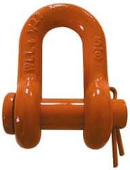 CM - 1/4" Nominal Chain Size, 0.75 Ton Carbon Steel Round Chain Shackle - 13/32" Diam, 9/32" Pin Diam, 15/32" Wide Inside Jaw, 15/32" Inside Width - First Tool & Supply