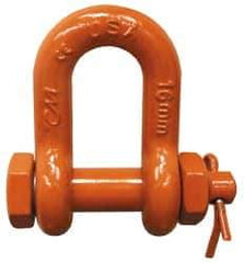 CM - 1/2" Nominal Chain Size, 3 Ton Carbon Steel Bolt Chain Shackle - 23/32" Diam, 5/8" Pin Diam, 13/16" Wide Inside Jaw, 13/16" Inside Width - First Tool & Supply