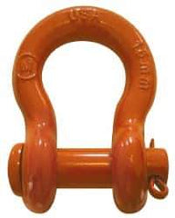 CM - 5/16" Nominal Chain Size, 1 Ton Carbon Steel Round Anchor Shackle - 15/32" Diam, 3/8" Pin Diam, 5/8" Wide Inside Jaw, 25/32" Inside Width - First Tool & Supply