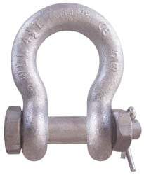 CM - 3/8" Nominal Chain Size, 1.5 Ton Carbon Steel Bolt Anchor Shackle - 17/32" Diam, 7/16" Pin Diam, 21/32" Wide Inside Jaw, 15/16" Inside Width - First Tool & Supply