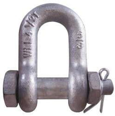 CM - 1/2" Nominal Chain Size, 3 Ton Carbon Steel Bolt Chain Shackle - 23/32" Diam, 5/8" Pin Diam, 13/16" Wide Inside Jaw, 13/16" Inside Width - First Tool & Supply