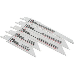 M.K. MORSE - 5 Pieces, 4" to 6" Long x 0.035" to 0.05" Thickness, Bi-Metal Reciprocating Saw Blade Set - Tapered Profile, 10 to 18 Teeth, Toothed Edge - First Tool & Supply