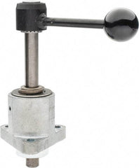 De-Sta-Co - 9,000 N Capacity, M8 Plunger, 16mm Plunger Diam, Flange Mt, One Hand, Hand Lever Actuation, Variable Stroke Straight Line Action Clamp - 60mm Max Rapid Stroke, 4mm Max Clamping Stroke, 9mm Mt Hole Diam, 73mm Overall Height, 196mm OAL - First Tool & Supply