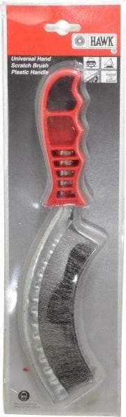 Value Collection - 1" Trim Length Steel Scratch Brush - 5-1/2" Brush Length, 10" OAL, 1" Trim Length, Plastic Ergonomic Handle - First Tool & Supply