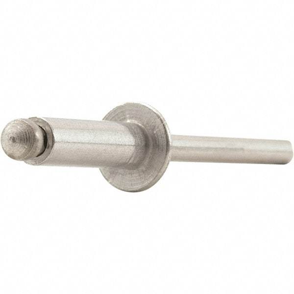 STANLEY Engineered Fastening - Size 6 Dome Head Aluminum Open End Blind Rivet - Aluminum Mandrel, 0.062" to 1/8" Grip, 3/16" Head Diam, 0.192" to 0.196" Hole Diam, 0.116" Body Diam - First Tool & Supply