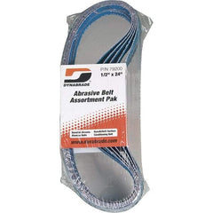 Dynabrade - 1/2" Wide x 24" OAL, 60 & 80 Grit, Zirconia Alumina Abrasive Belt - Zirconia Alumina, Coated & Nonwoven, X Weighted Cloth Backing, Wet/Dry - First Tool & Supply