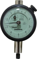 Mahr - 0.025" Range, 0-10-0 Dial Reading, 0.0001" Graduation Dial Drop Indicator - 1-3/4" Dial, 0.01" Range per Revolution, 0.0001" Accuracy, Revolution Counter - First Tool & Supply