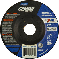 ‎4-1/2 × 1/4 × 7/8″ Gemini Fast Cut Grinding Wheel A 24 N BDA Type 27 - First Tool & Supply