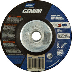 ‎4-1/2 × 1/8 × 5/8 - 11″ Gemini Long Life Grinding Wheel A 24 Q BDA Type 27 - First Tool & Supply