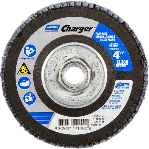 ‎4-1/2″ × 1/4″ × 5/8″ Charger R822 Flap Disc Type 29 Conical 36 Grit - First Tool & Supply