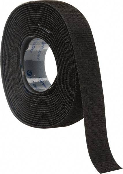 VELCRO Brand - 1" Wide x 5 Yd Long Adhesive Backed Hook Roll - Continuous Roll, Black - First Tool & Supply