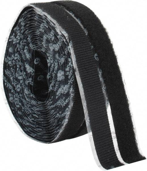 VELCRO Brand - 3/4" Wide x 5 Yd Long Adhesive Backed Hook & Loop Roll - Continuous Roll, Black - First Tool & Supply