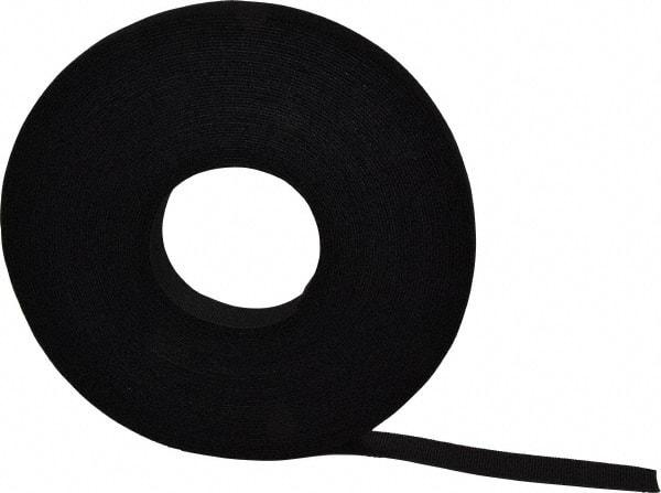 VELCRO Brand - 1" Wide x 25 Yd Long Self Fastening Tie/Strap Hook & Loop Roll - Continuous Roll, Black - First Tool & Supply