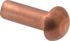 Made in USA - 1/8" Body Diam, Round Copper Solid Rivet - 3/8" Length Under Head - First Tool & Supply