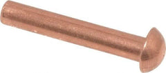 Made in USA - 1/8" Body Diam, Round Copper Solid Rivet - 3/4" Length Under Head - First Tool & Supply