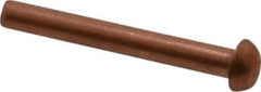 Made in USA - 1/8" Body Diam, Round Copper Solid Rivet - 1" Length Under Head - First Tool & Supply