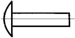 Made in USA - 3/16" Body Diam, Brazier Aluminum Solid Rivet - 5/8" Length Under Head, Grade 2117-T4, 0.467" Head Diam x 3/32" Head Height - First Tool & Supply