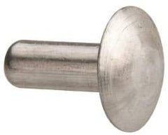 Made in USA - 3/16" Body Diam, Brazier Aluminum Solid Rivet - 1/2" Length Under Head, Grade 1100F, 0.467" Head Diam x 3/32" Head Height - First Tool & Supply