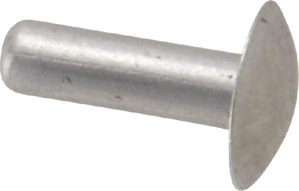 Made in USA - 3/16" Body Diam, Brazier Aluminum Solid Rivet - 5/8" Length Under Head, Grade 1100F, 0.467" Head Diam x 3/32" Head Height - First Tool & Supply