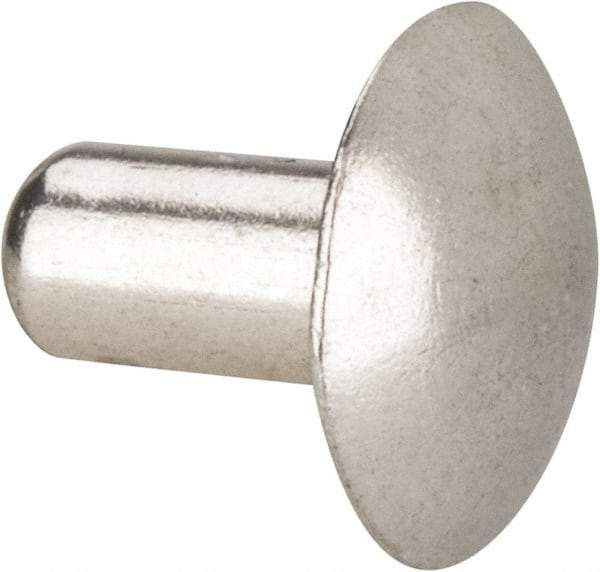 Made in USA - 1/4" Body Diam, Brazier Aluminum Solid Rivet - 1/2" Length Under Head, Grade 2117-T4, 5/8" Head Diam x 1/8" Head Height - First Tool & Supply