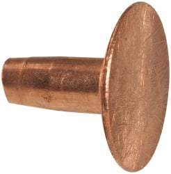 Made in USA - #10 Wire Body Diam, Flat Copper Belt Rivet with Washer - 3/8" Length Under Head, 7/16" Head Diam - First Tool & Supply