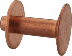 Made in USA - #12 Wire Body Diam, Flat Copper Belt Rivet with Washer - 1/2" Length Under Head, 3/8" Head Diam - First Tool & Supply