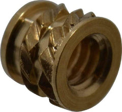 E-Z LOK - #2-56, 0.118" Small to 0.123" Large End Hole Diam, Brass Single Vane Tapered Hole Threaded Insert - 0.136" Insert, 0.122" Pilot Diam, 0.115" OAL, 0.08" Min Wall Thickness - First Tool & Supply