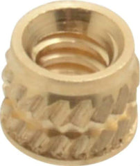 E-Z LOK - #4-40, 0.153" Small to 0.159" Large End Hole Diam, Brass Single Vane Tapered Hole Threaded Insert - 0.172" Insert, 0.157" Pilot Diam, 0.135" OAL, 0.093" Min Wall Thickness - First Tool & Supply