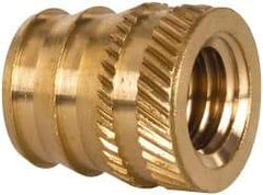 E-Z LOK - 3/8-16, 0.488" Small to 0.54" Large End Hole Diam, Brass Double Vane Tapered Hole Threaded Insert - 9/16" Insert, 0.493" Pilot Diam, 5/8" OAL, 0.293" Min Wall Thickness - First Tool & Supply