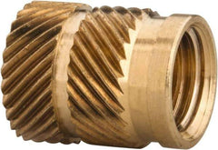 E-Z LOK - 5/16 24 UNF, 0.403" Diam, Brass Unheaded Heat Installed Threaded Insert - 0.378" Hole, 1/2" OAL, 0.403" Head Diam - First Tool & Supply