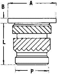 E-Z LOK - #2 56 UNC, 0.141" Diam, Brass Headed Heat Installed Threaded Insert - 1/8" Hole, 0.141" OAL x 0.018" High, 3/16" Head Diam - First Tool & Supply