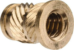 E-Z LOK - #10 24 UNC, 0.278" Diam, Brass Headed Heat Installed Threaded Insert - 1/4" Hole, 0.418" OAL x 0.04" High, 5/16" Head Diam - First Tool & Supply