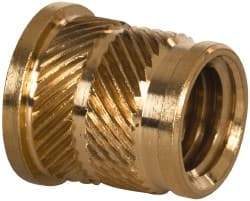 E-Z LOK - 3/8 16 UNC, 0.494" Diam, Brass Headed Heat Installed Threaded Insert - 15/32" Hole, 9/16" OAL x 0.065" High, 0.551" Head Diam - First Tool & Supply