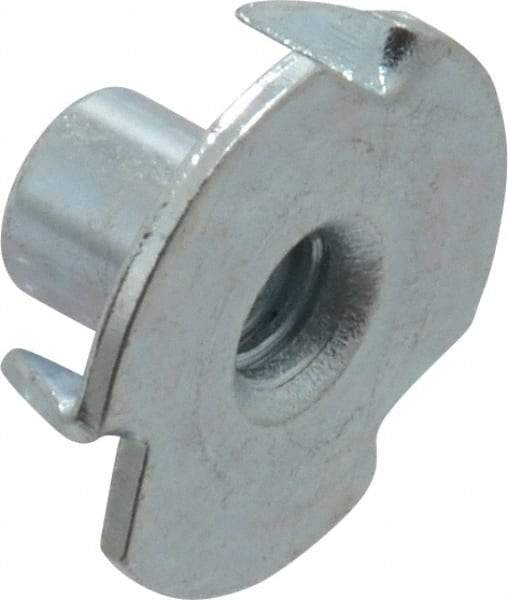 Value Collection - #8-32 Zinc-Plated Steel Standard Tee Nut - 1/4" Barrel Length, 5/8" Flange Diam, 3 Prongs - First Tool & Supply