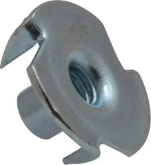 Value Collection - #10-24 Zinc-Plated Steel Standard Tee Nut - 5/16" Barrel Length, 3/4" Flange Diam, 3 Prongs - First Tool & Supply