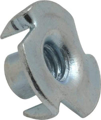 Value Collection - 1/4-20 Zinc-Plated Steel Standard Tee Nut - 5/16" Barrel Length, 3/4" Flange Diam, 3 Prongs - First Tool & Supply